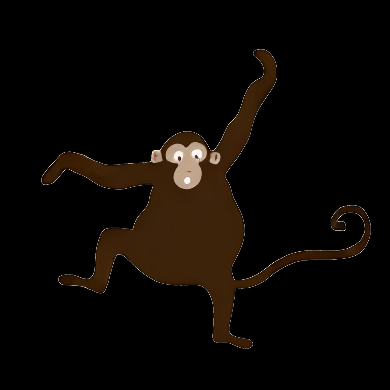 Playful cartoon monkey illustration animation isolated asset ...
