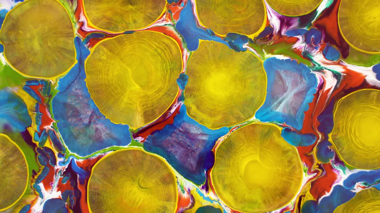 fondo de arte fluido abstracto. la pintura se extiende en patrones de fantasía. tinta en líquido. círculos de pintura que irradian sobre la superficie. tinta en liquido. espacio macro