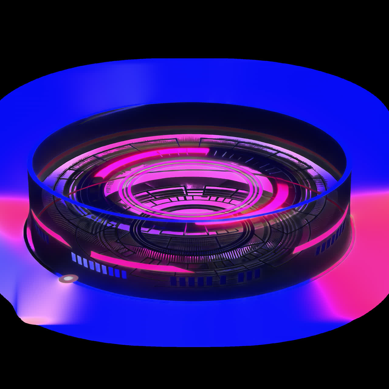 Neon pink spherical disc animation isolated asset, transparent 4K video, alpha channel, ProRes 4444