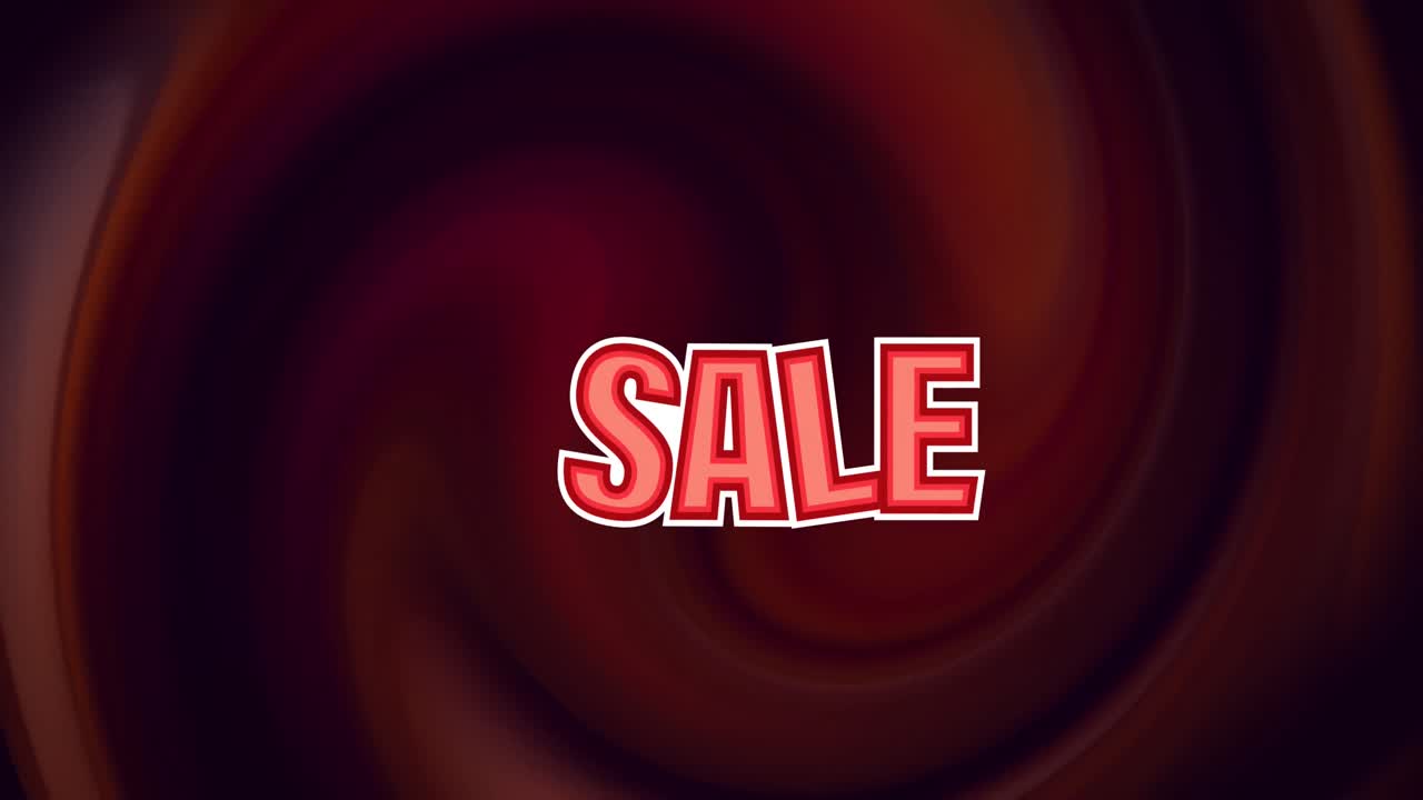 animación de venta sobre ondas rojas oscuras sobre fondo negro