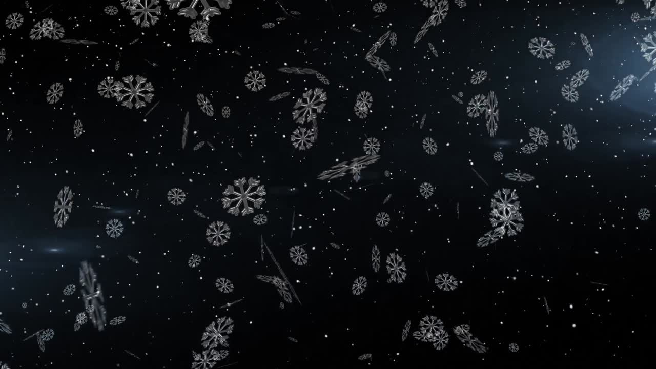 Animation of snow falling on black background