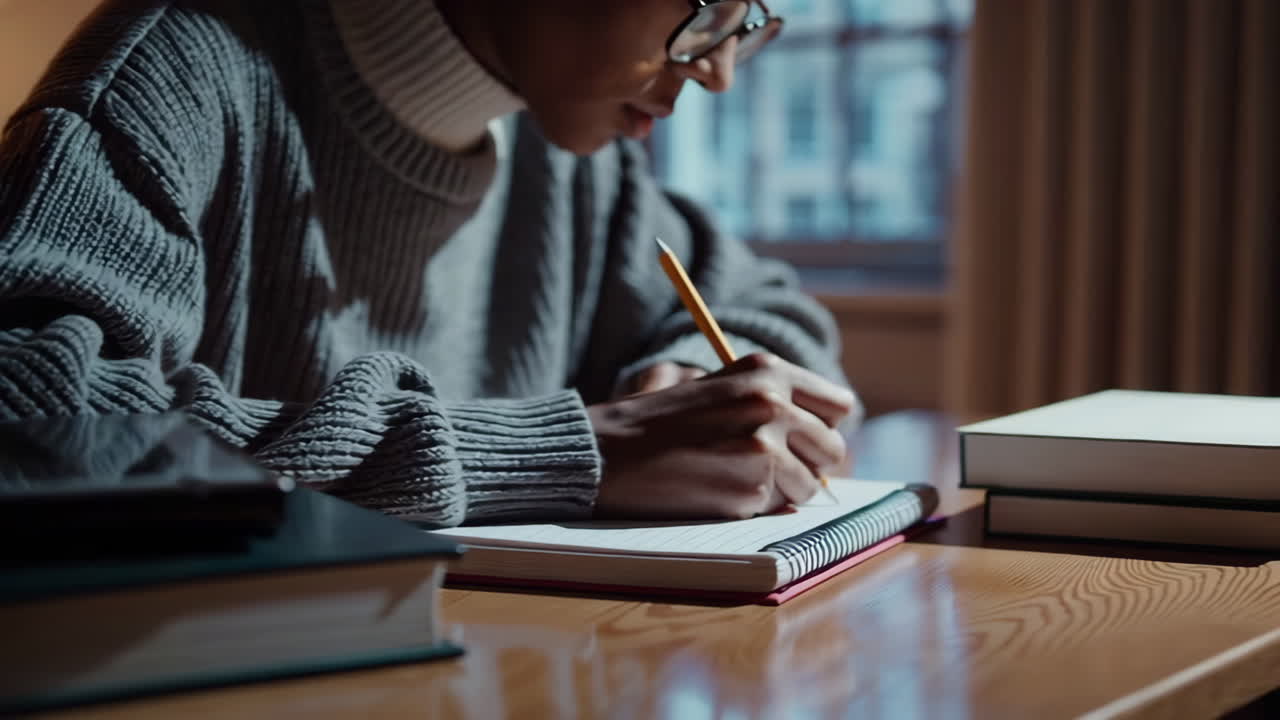 Student Studying Late at Night