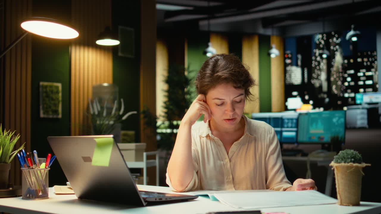 Vertical Video Executive assistant scheduling a presentation and planning meetings