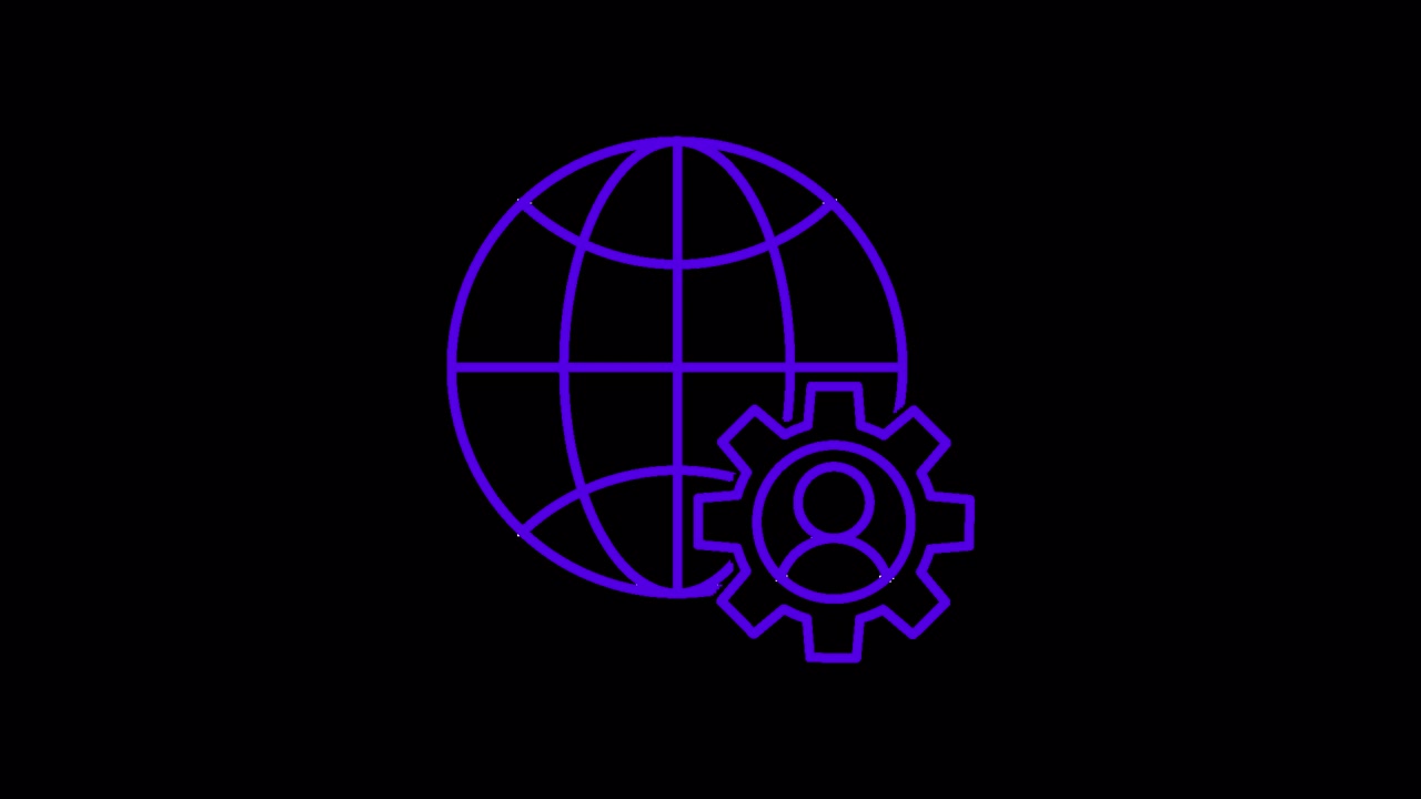 Icono de línea animado de globo, usuario y engranaje