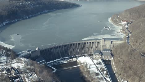 drone aerial views of the keller national park in winter