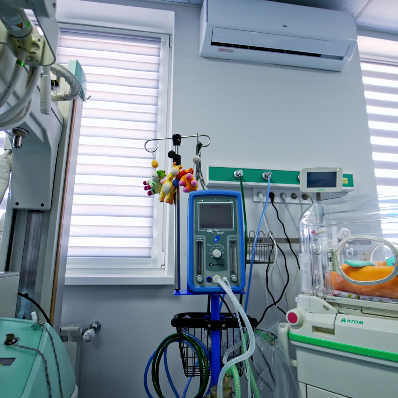 Emergency modern equipment in new hospital room. Professional medicine operation technologies