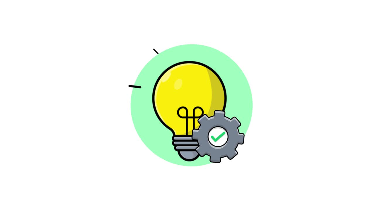 Animated Light Bulb and Gear with Checkmark