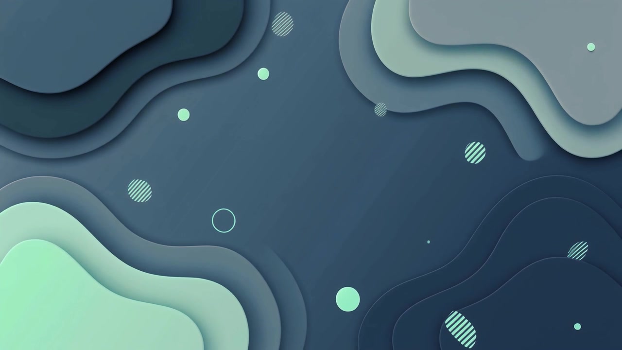 Animated Abstract Background with Wavy Layered Shapes and Moving Circles