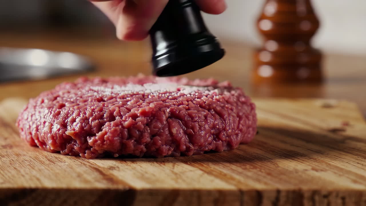 Seasoning a Hamburger Patty