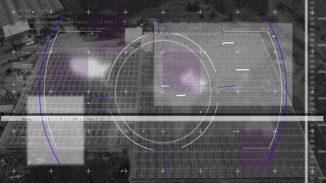 animación del alcance y procesamiento de datos sobre el paisaje