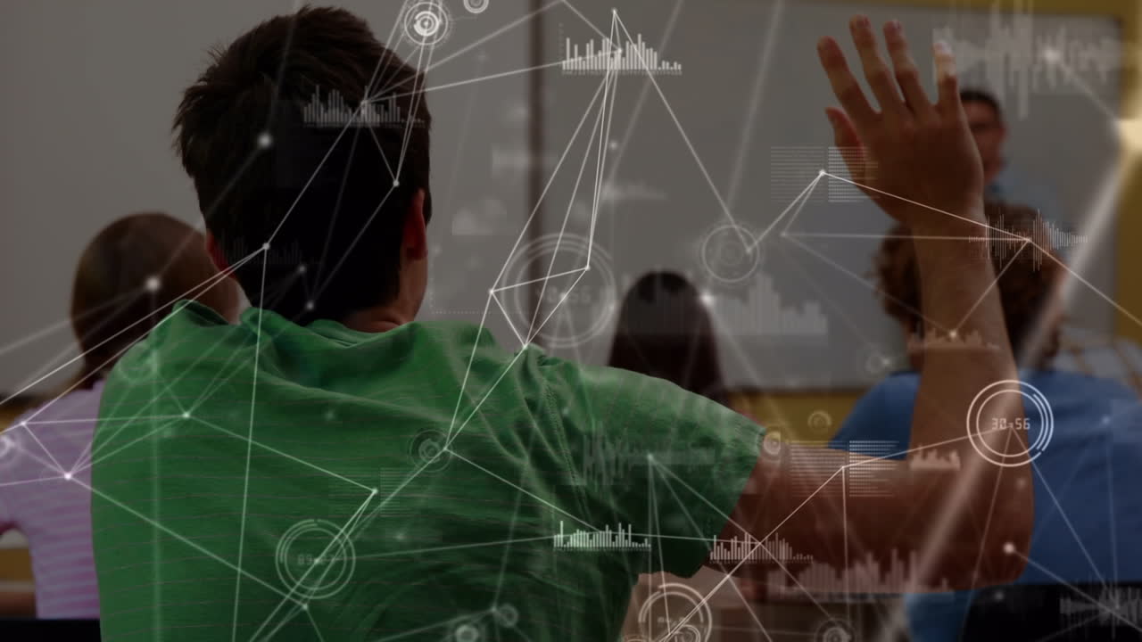 animación de datos y conexiones a través de diversos alumnos en la escuela