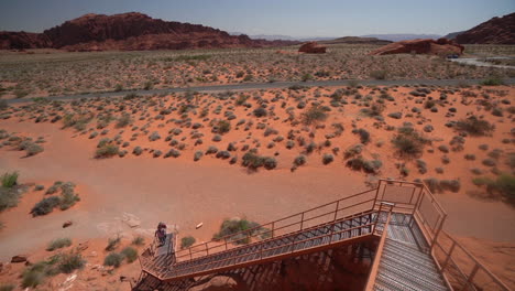 Red-Desert-Landscape-of-Valley-of-Fire-State-Park,-Nevada-USA,-Panoramic-Wide-View