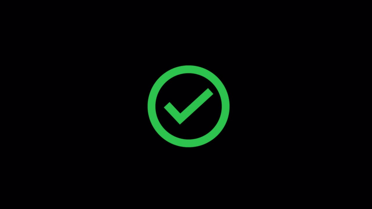 Animated Green Checkmark Icon on Black Background