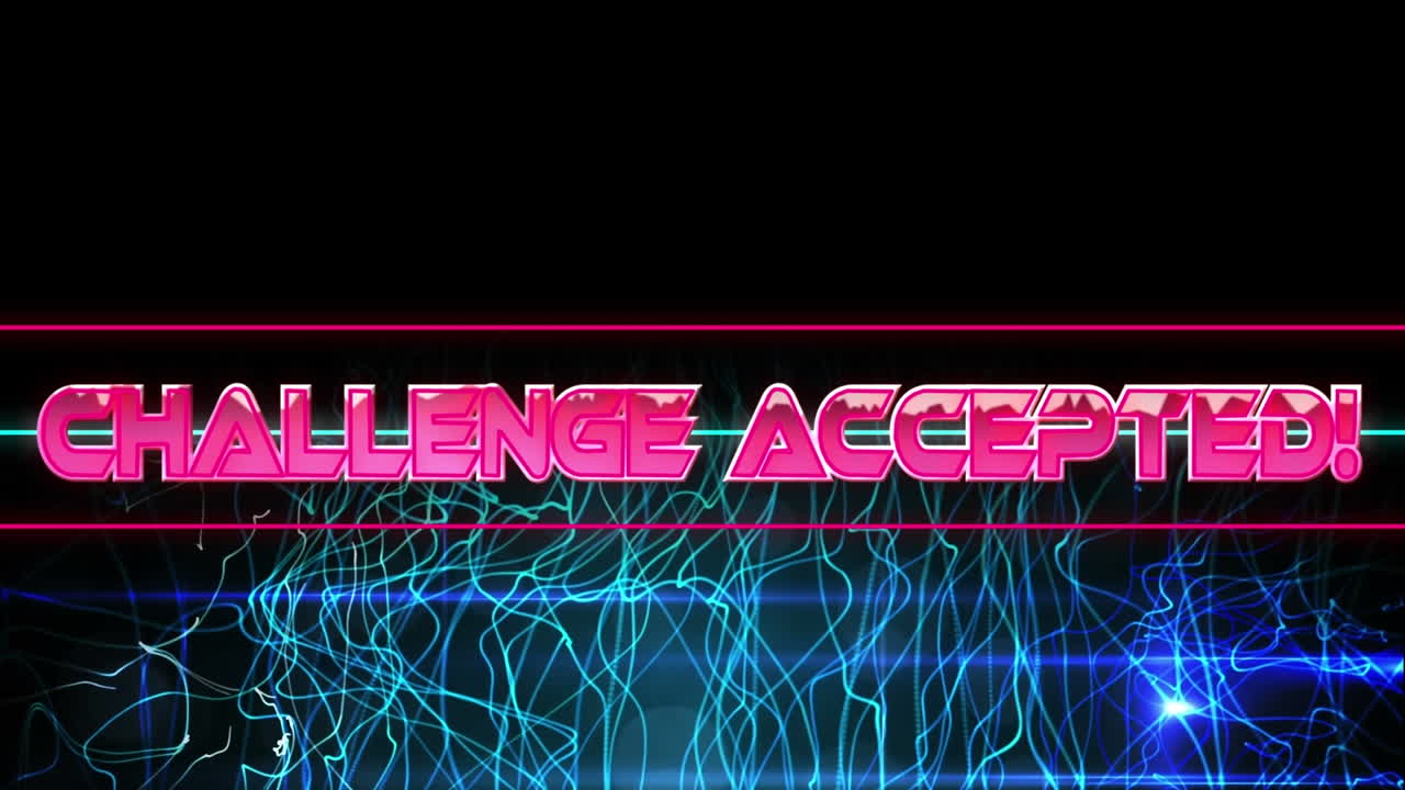 네온 모양 위에 도전 받아들여진 텍스트의 애니메이션