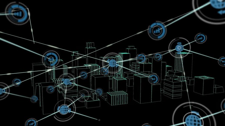 Animation af netværksforbindelser med globus og statistikikoner