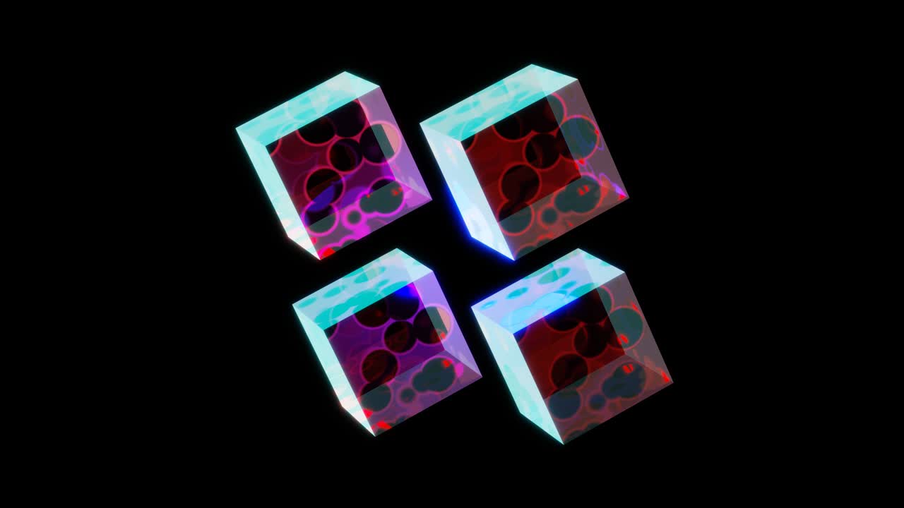 animación abstracta de bucle de la rotación de cubos abstractos de vidrio.