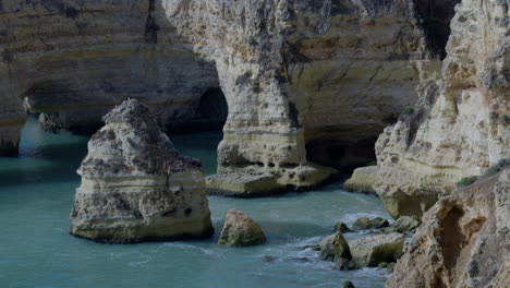 beautiful rocky coastline in the south of the portuguese algarve region