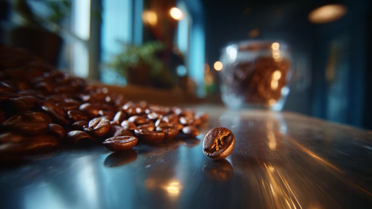 Exploring the Rich World of Coffee: An Intimate Look at Roasted Coffee Beans Captured in a Serene Atmosphere, Highlighting Their Texture and Aroma