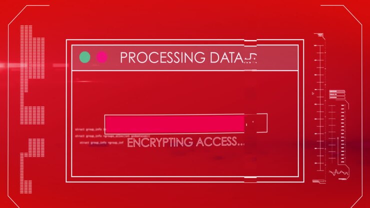 Animation of data processing on red background