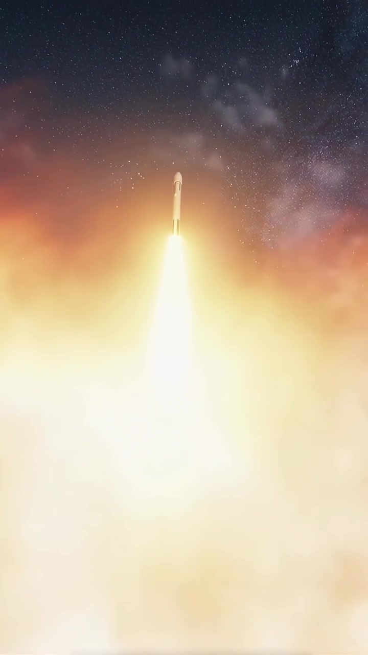 Powerful Rocket Liftoff Against a Star-Filled Night Sky