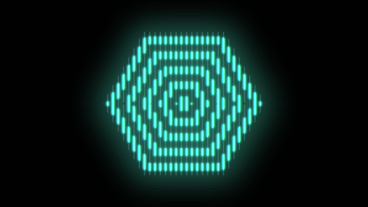 forma geometrica esagonale blu neon