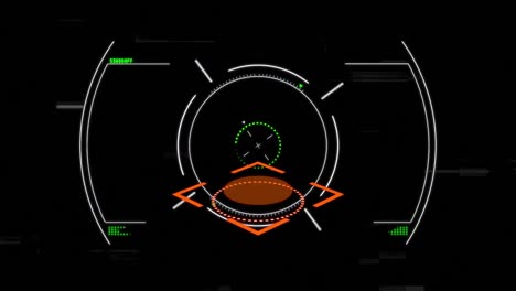 Animation of orange marker over scope scanning on black background