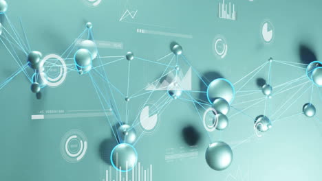 molecular structure and data visualization animation over scientific graphs and charts