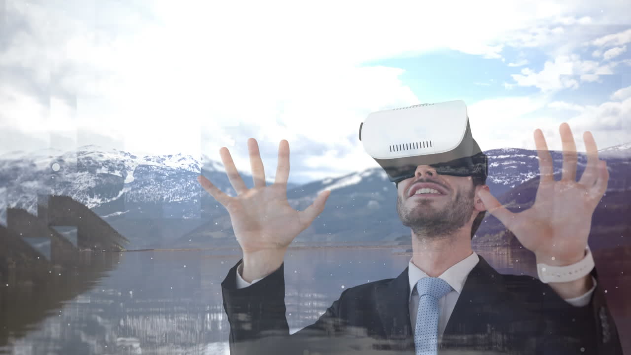 hombre usando vr video