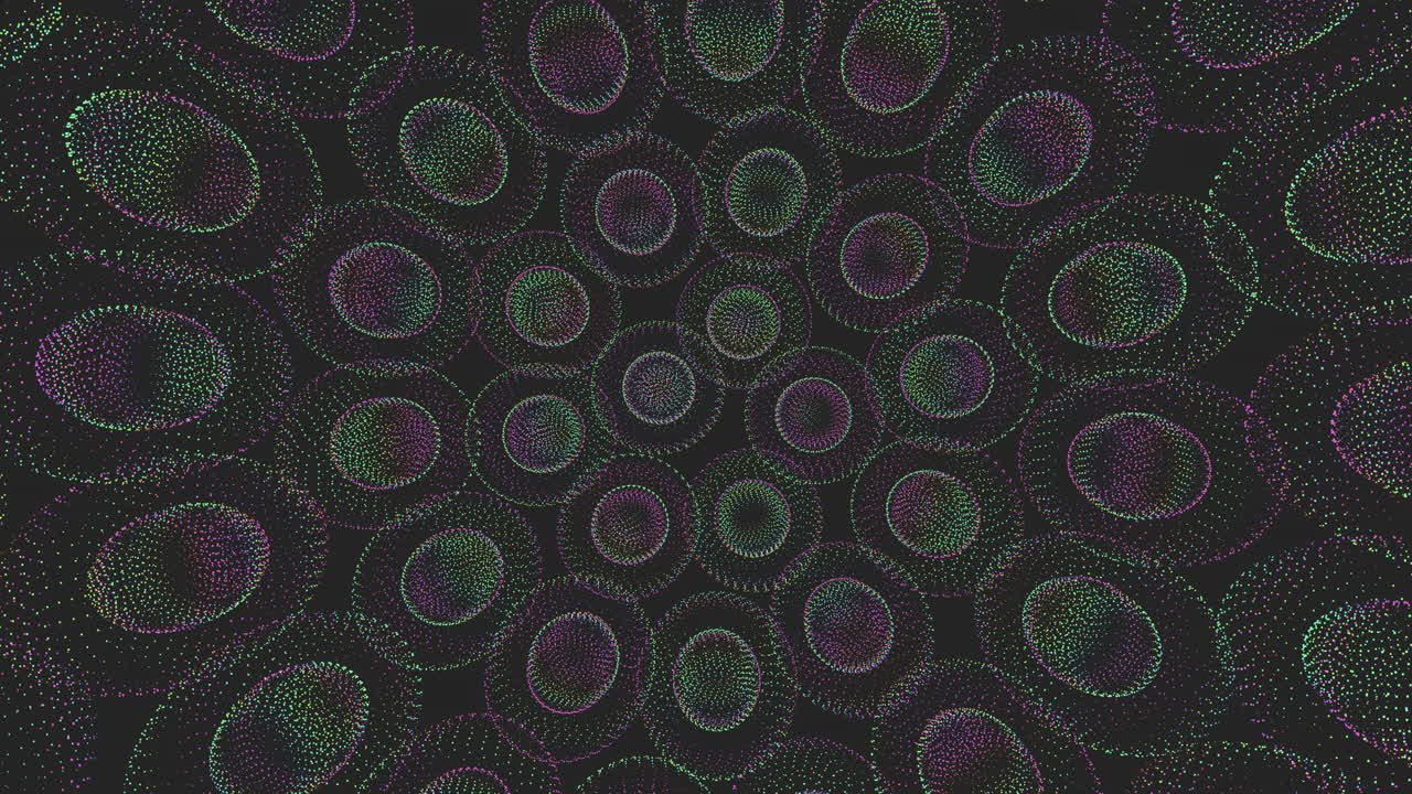 Incredible symmetrical pattern of colorful circles on black background