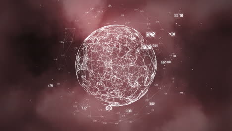 Animation of network of connections with numbers over globe