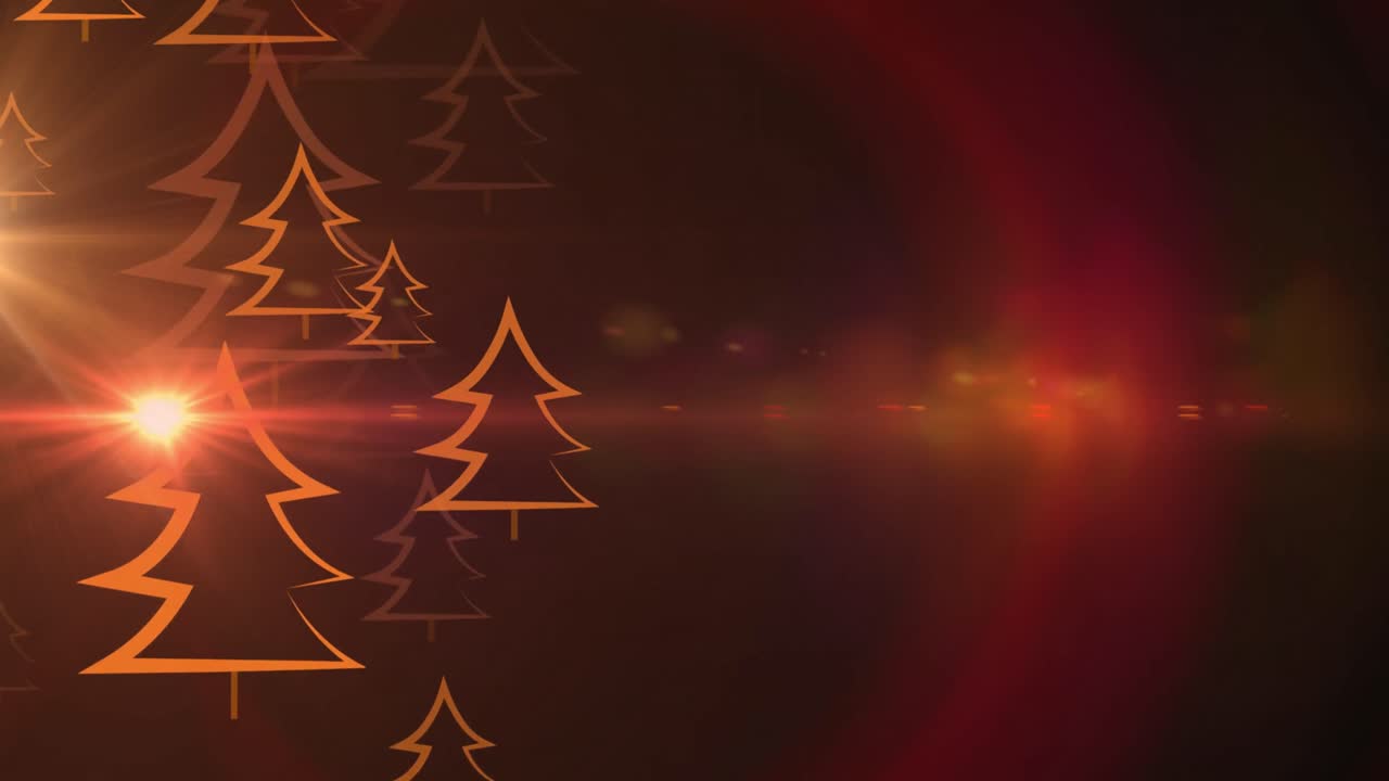 animación de un punto de luz sobre los abetos en navidad