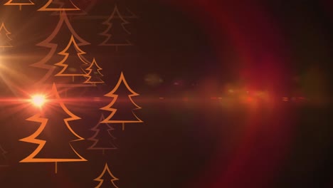 Animation-of-light-spot-over-fir-trees-at-christmas