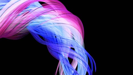 las cintas transparentes multicolores abstractas se mueven en un fondo negro. gráficos de movimiento fondo en bucle 3d con cintas azules rojas. luma mate como canal alfa. 50