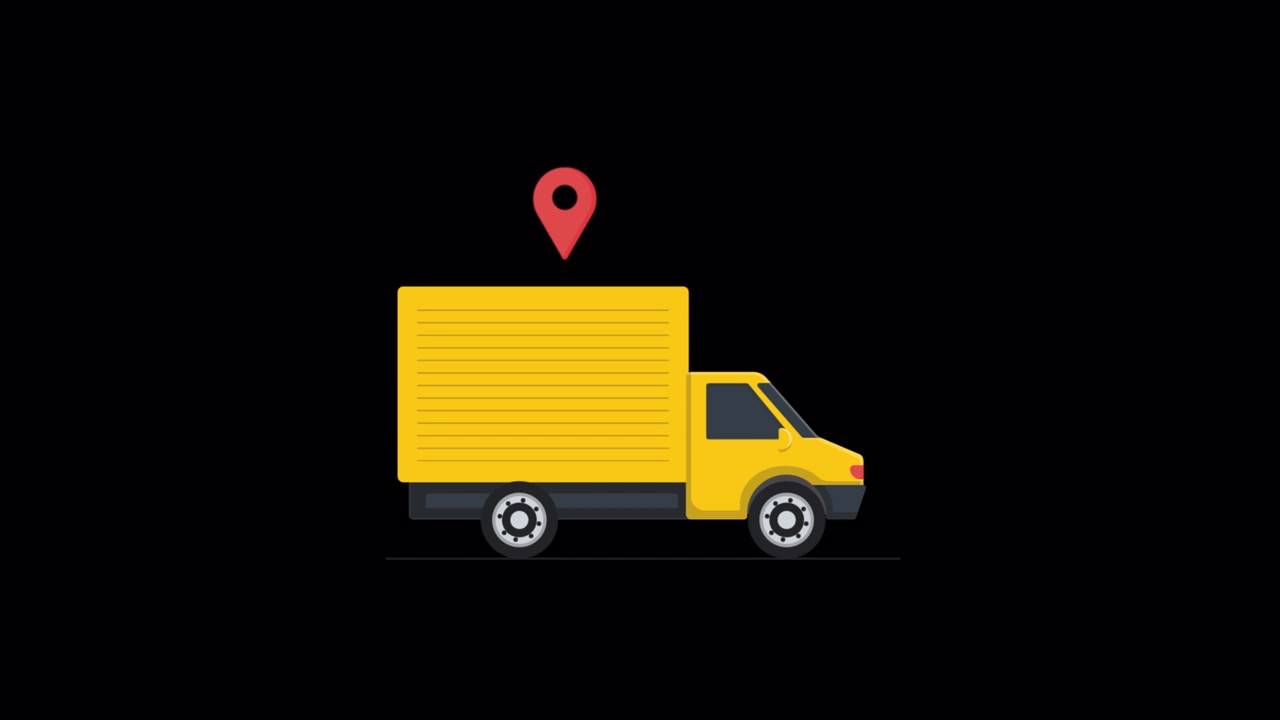 Animated Delivery Truck with Bouncing Location Pin Icon