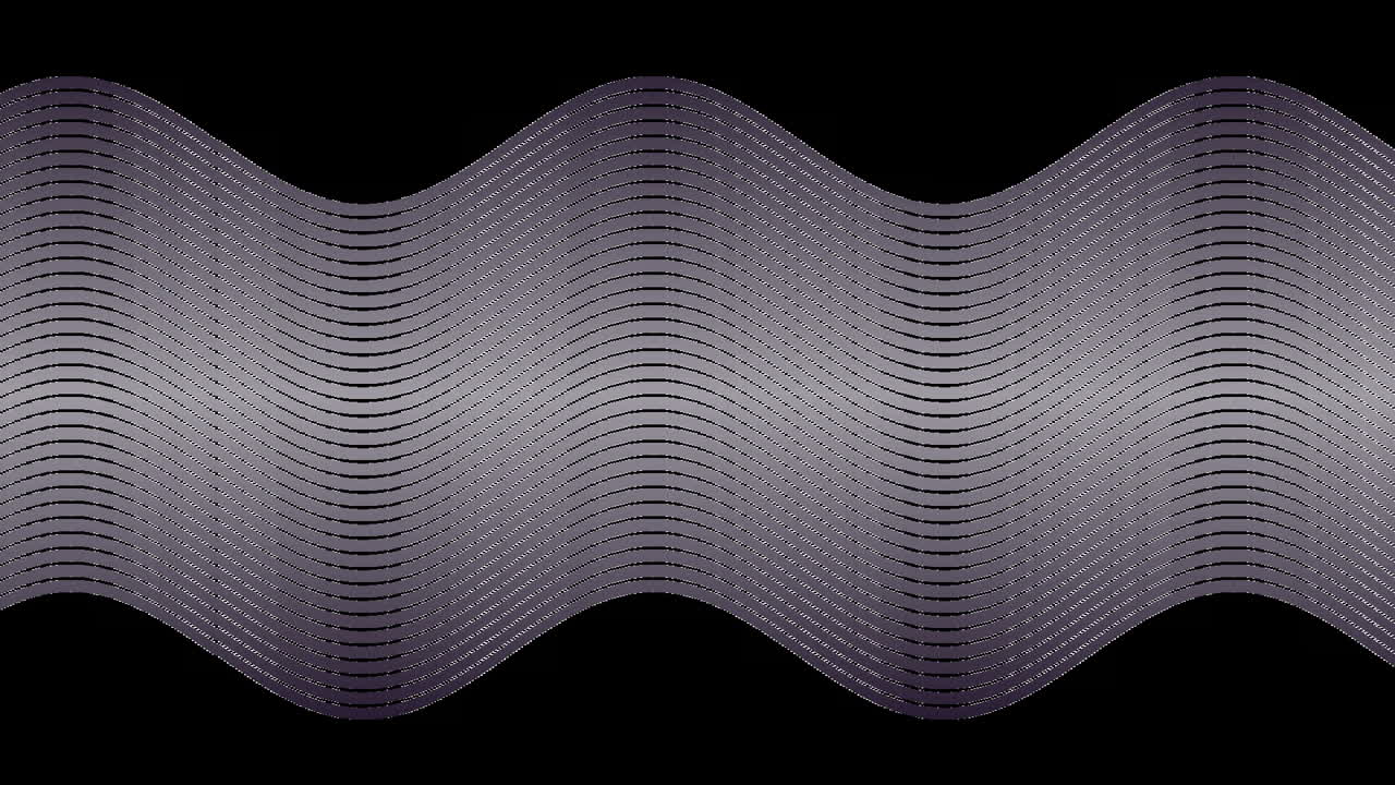 검은색 배경 위에 빠르게 움직이는  ⁇ 은 회색 평행 곡선의 애니메이션