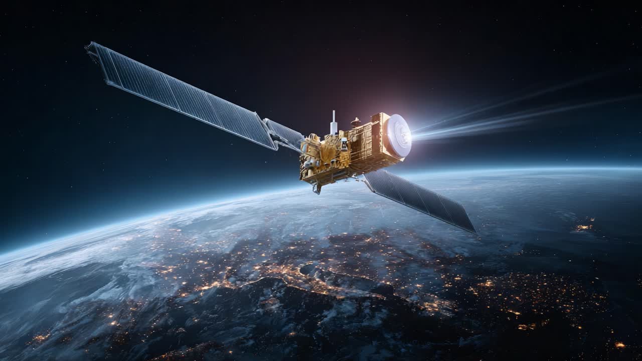 Exploring the Edge of Space: A High-Resolution View of a Communication Satellite Orbiting Earth and Its Advanced Technology Serving Humanity