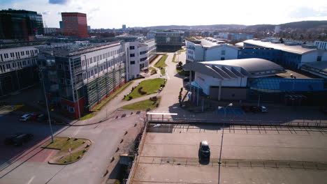 Campus-of-University-of-Gdańsk---no-people-and-vehicals-on-car-park