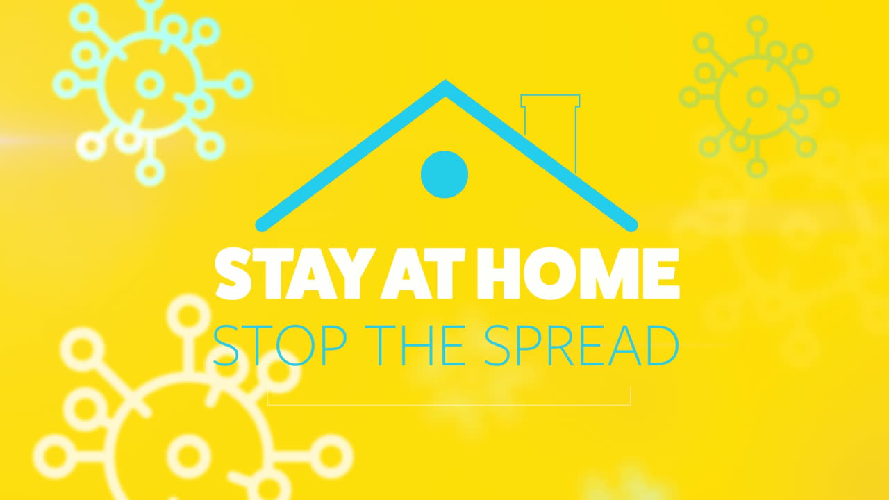 파란색 지붕 애니메이션은 노란색의 covid-19 아이콘보다 사회적 거리를 촉진합니다.