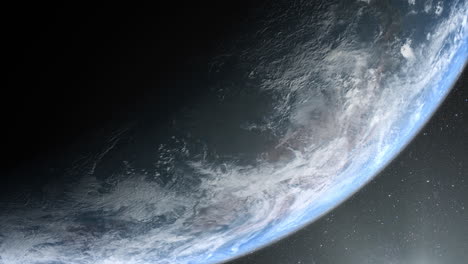 vertical format : a cinematic rendering of planet earth during sunrise as view from space with vibrant blue sky atmosphere