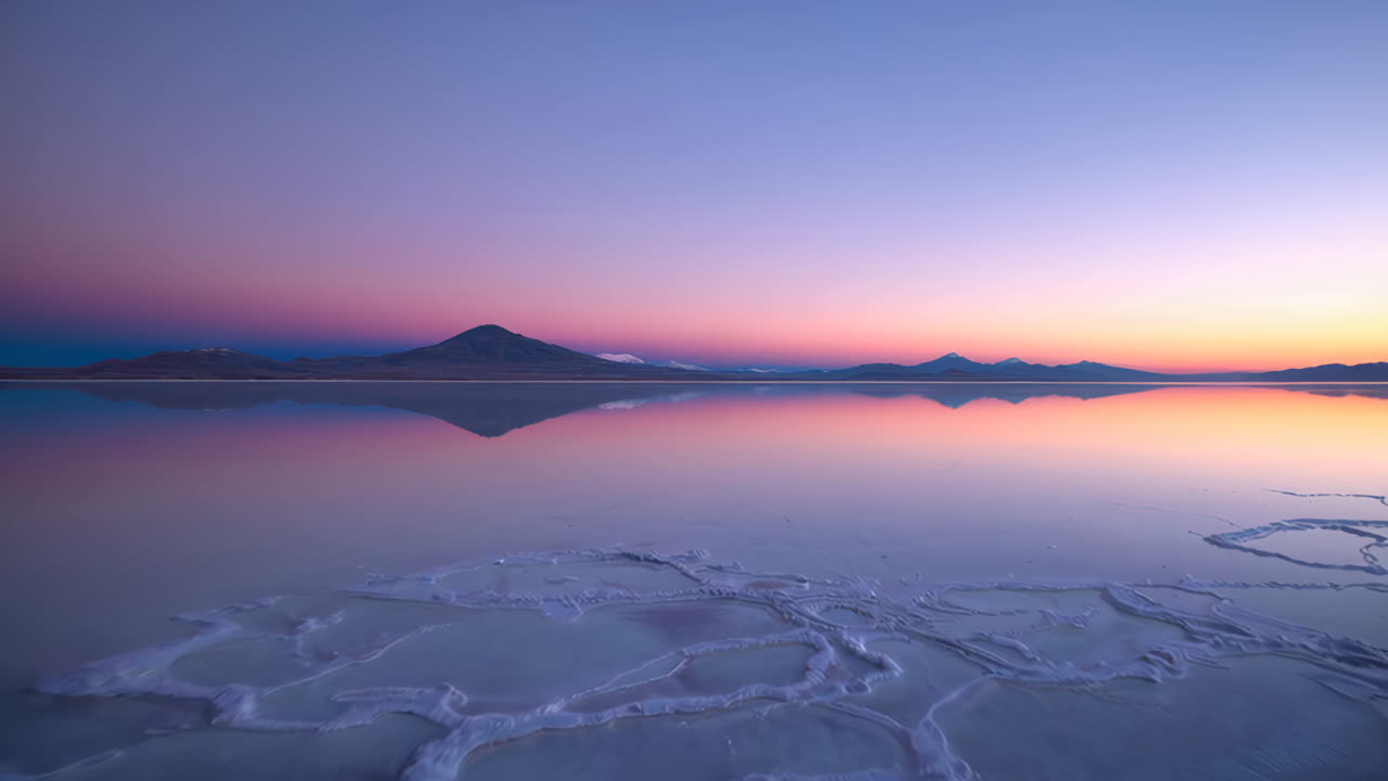 Serene Sunset Over a High-Altitude Salt Lake