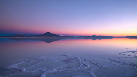 serene sunset over a high-altitude salt lake