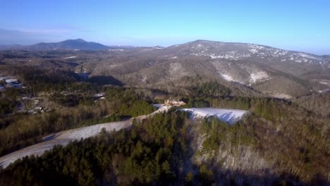 aerial tiltup, watauga county north carolina with grandfather mountain in background