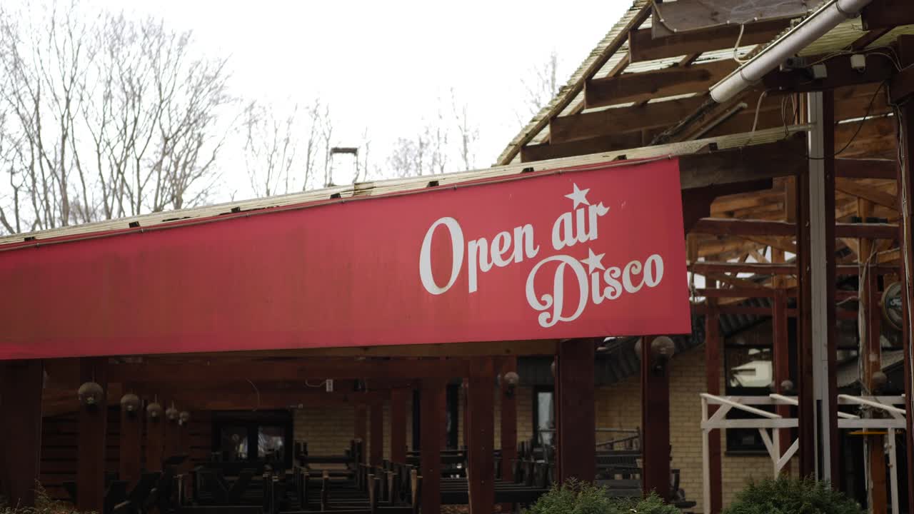 An empty open air disco bar during the quarantine period