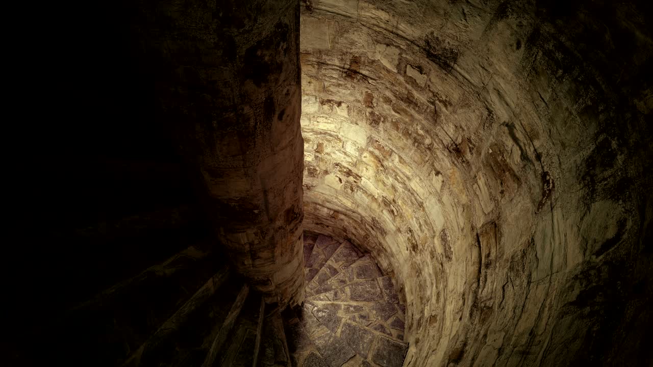 vieja escalera del castillo, animación en 3d en bucle