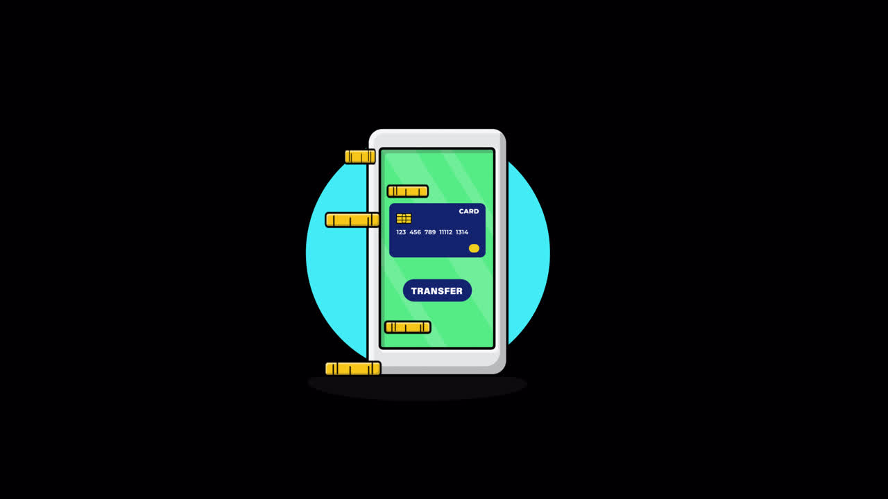 Mobilbank og pengeoverføring med smarttelefon-animasjon
