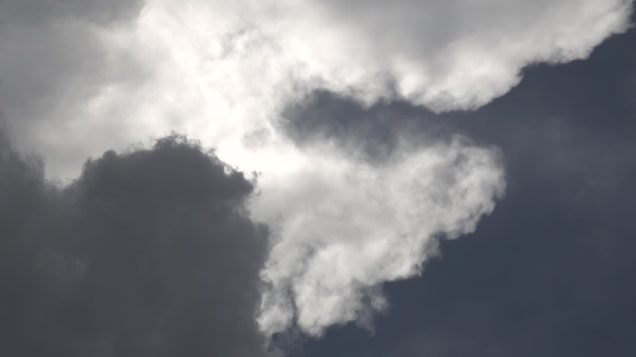 Two layers of storm clouds passing over each other as a storm brews in the afternoon.