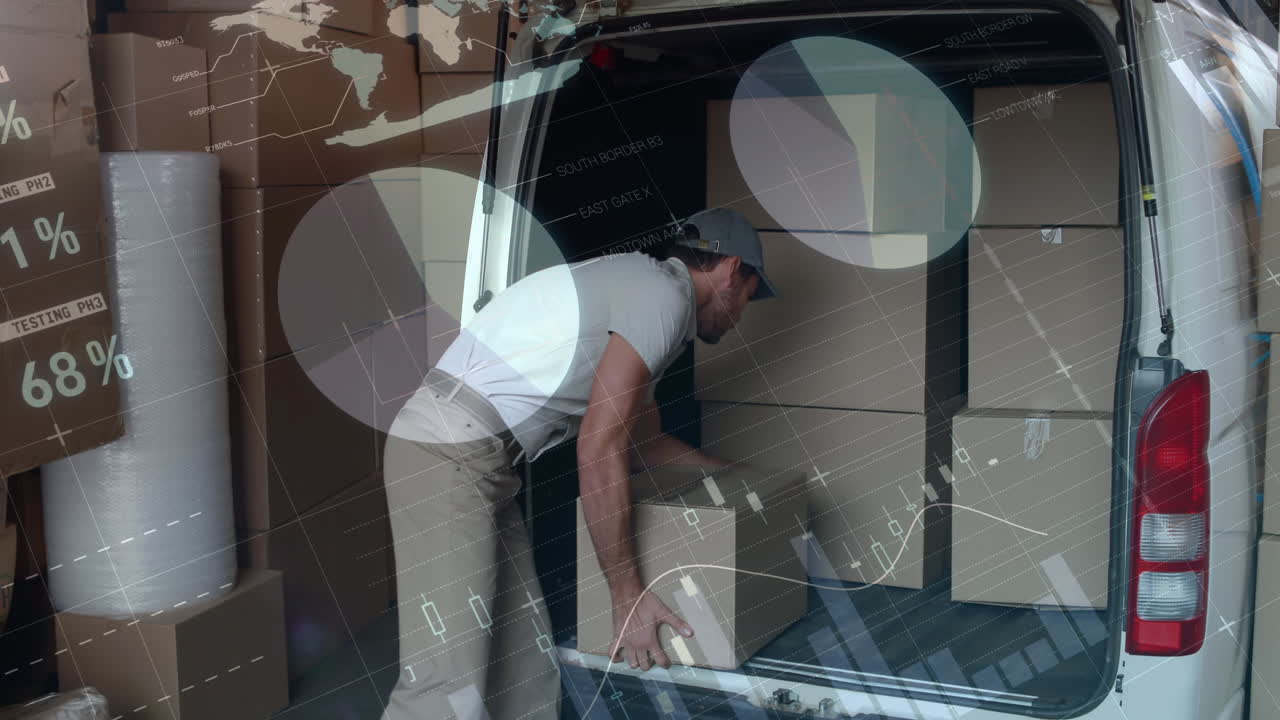 entregador cargando cajas en una furgoneta 4k