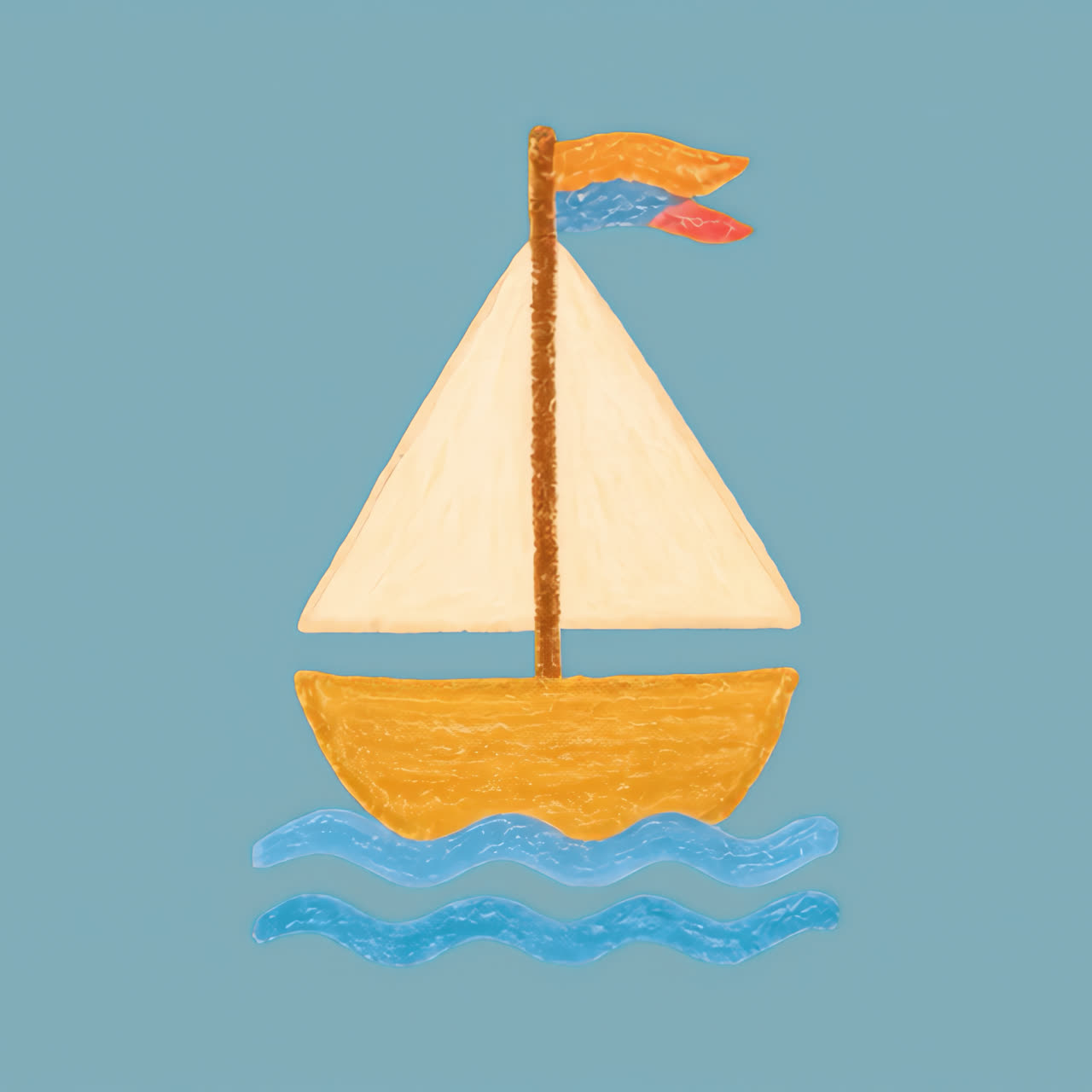 Colorful sailboat on waves animation isolated asset, transparent 4K video, alpha channel, ProRes