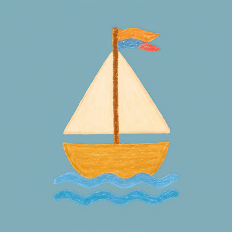 colorful sailboat on waves animation isolated asset, transparent 4k video, alpha channel, prores