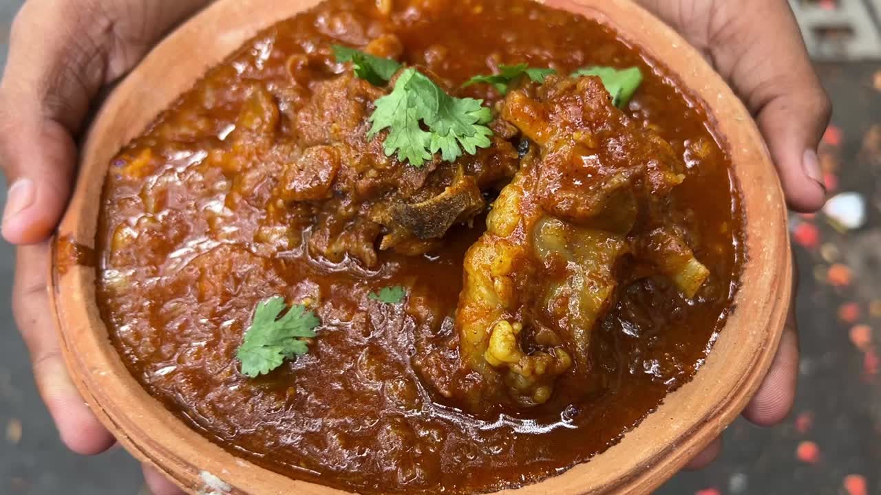 Chamaparan style handi mutton cooked in a hotel in Bihar